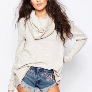 Free People Cocoon Cowl Neck Pullover in Oatmeal - Size M/L